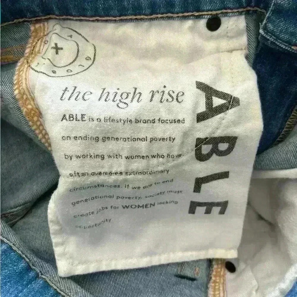 Able The Classic High Rise Jeans Straight Leg Denim Light Wash Blue Size 6 - Picture 4 of 8